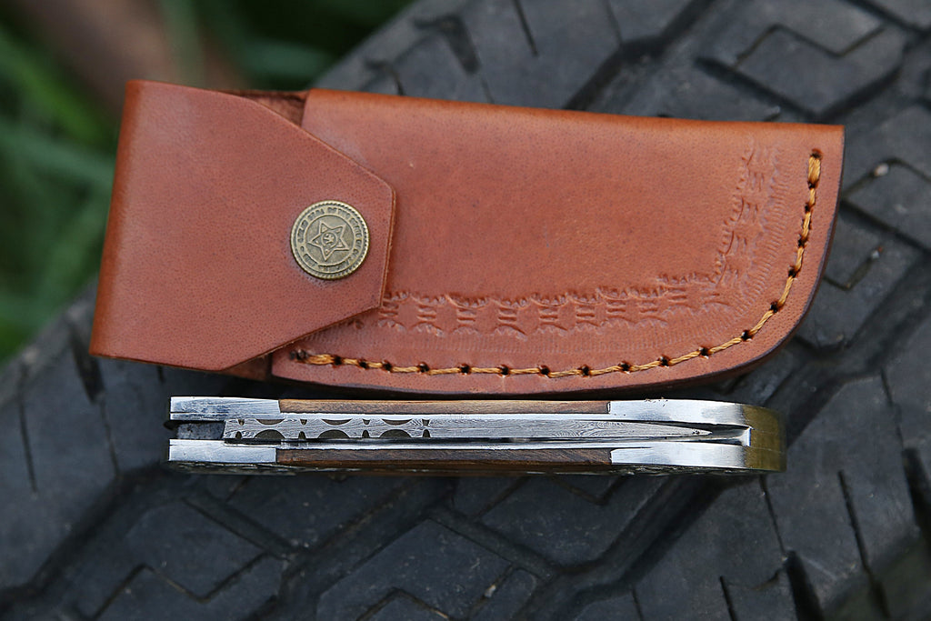 Handmade Damascus pocket knife White Resin handle birthday gift folding knife Groomsmen anniversary wedding gift for Father day Thanksgiving
