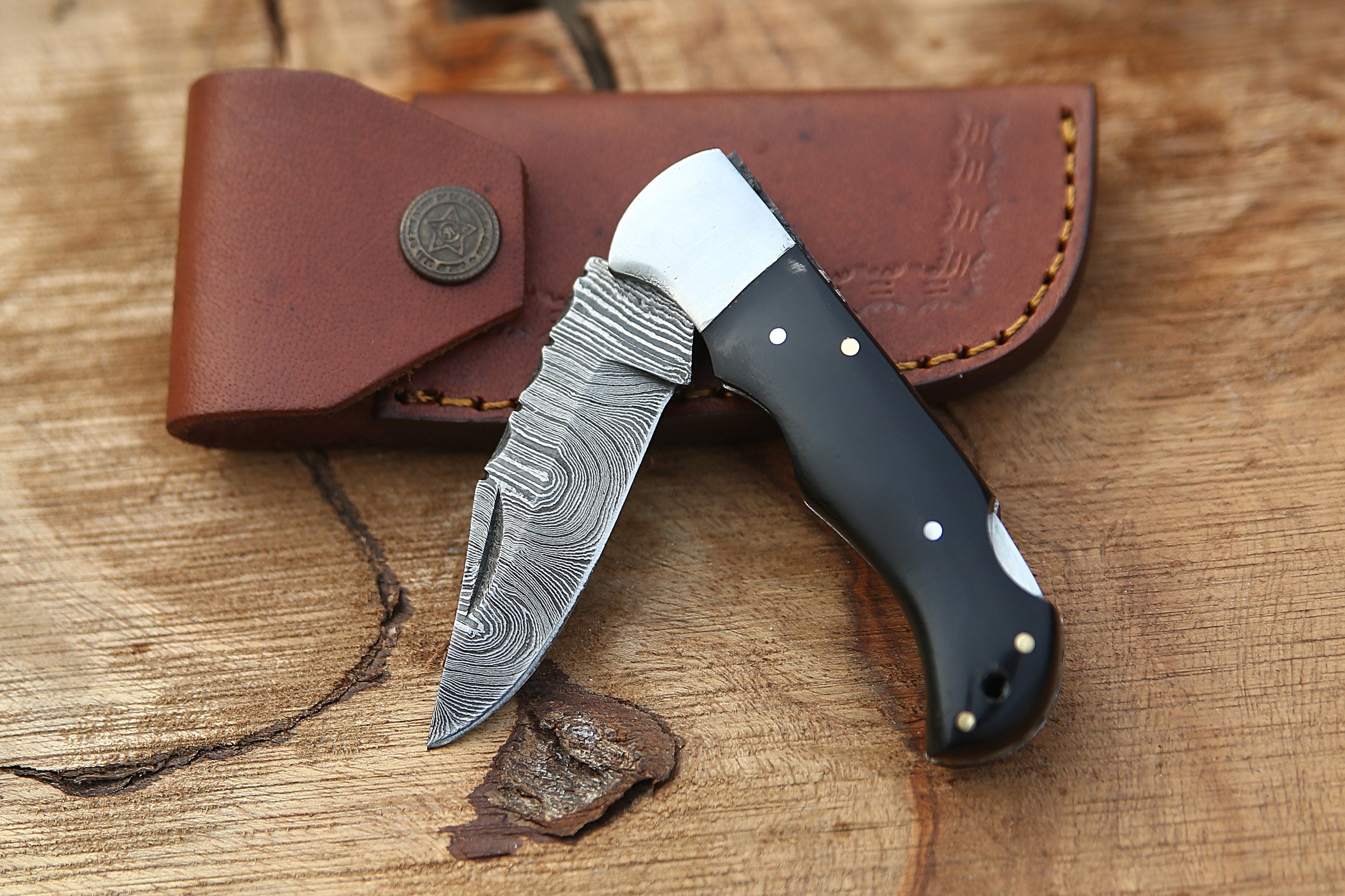 Personalized Handmade Pocket Knife Anniversary Gift Groomsman Gift Black Resin Handle Birthday Gift Folding Knife Wedding Gift for Men &Love