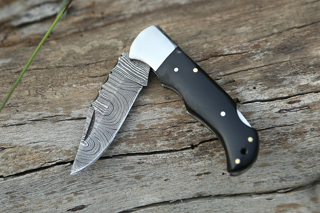 Personalized Handmade Pocket Knife Anniversary Gift Groomsman Gift Black Resin Handle Birthday Gift Folding Knife Wedding Gift for Men &Love