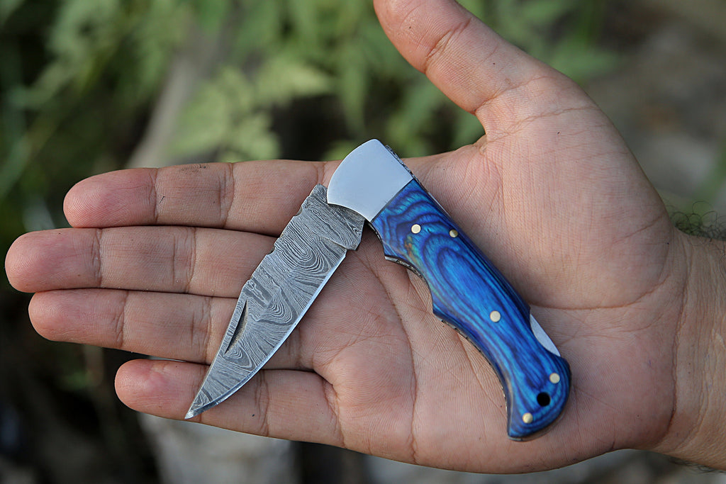 Handmade Damascus Pocket Knife White color Handle Birthday Gift Folding Knife Groomsmen Gift Anniversary Wedding Gift Fathers day Gift Love
