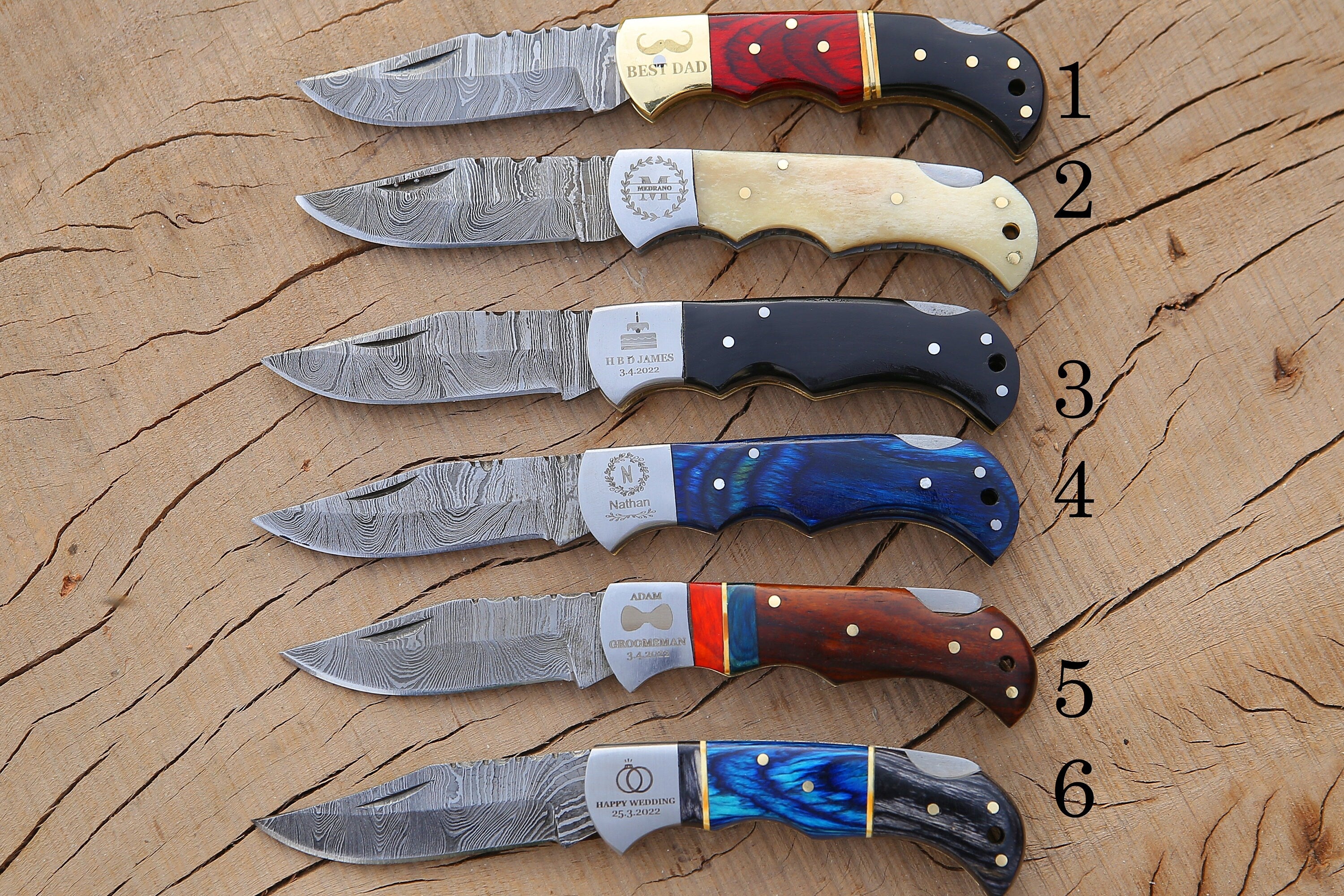 Personalized Handmade Pocket Knife Anniversary Gift Groomsman Gift Black Resin Handle Birthday Gift Folding Knife Wedding Gift for Men &Love