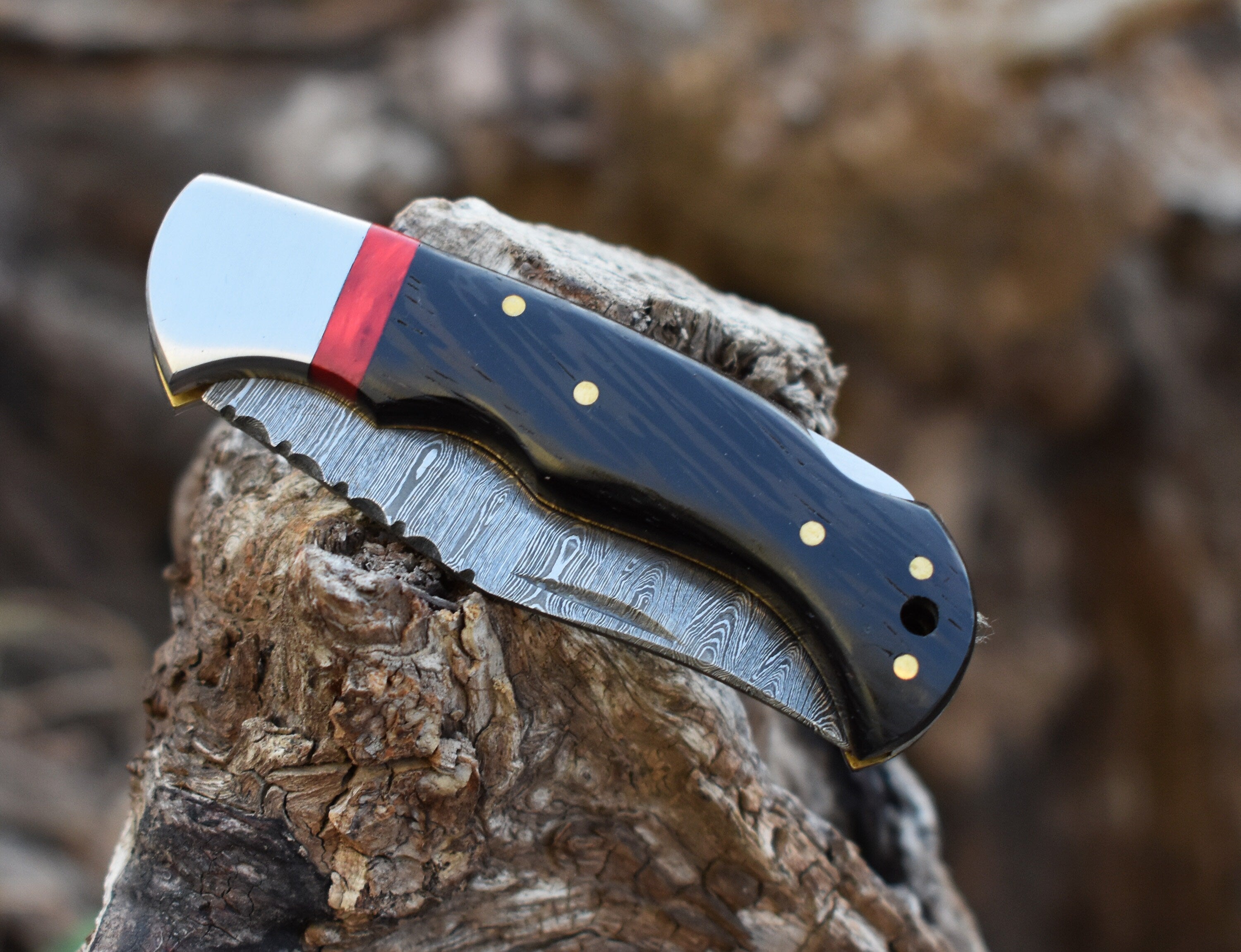 Handmade Damascus Pocket Knife pink Handle Birthday Gift Folding Knife Groomsmen Gift Anniversary Wedding Gift Thanksgiving Gift Love