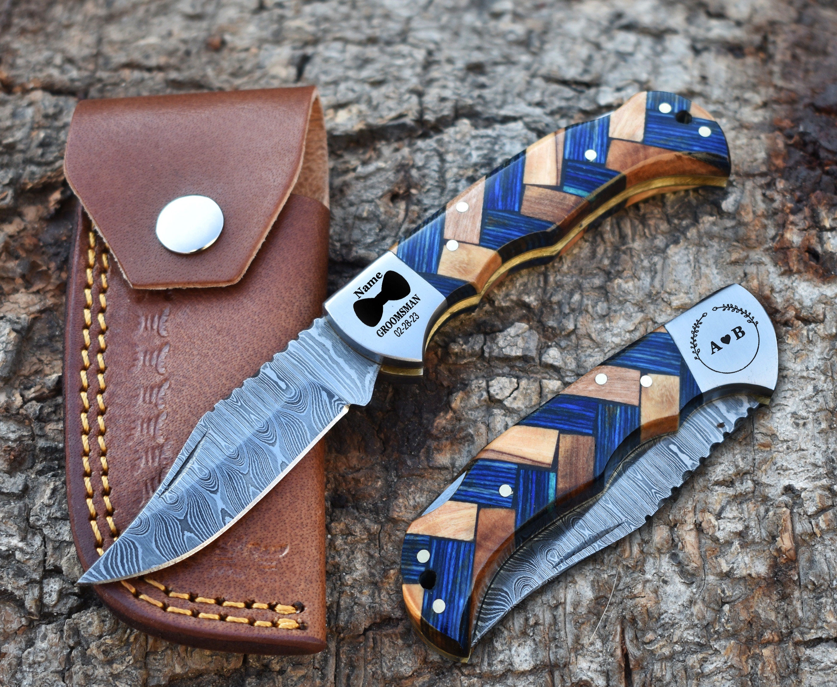 Personalized Handmade Pocket Knife Gift for HER Damascus Knife 10th Anniversary Birthday Gift for him Graduation Gift Wedding Groomsmen Gift