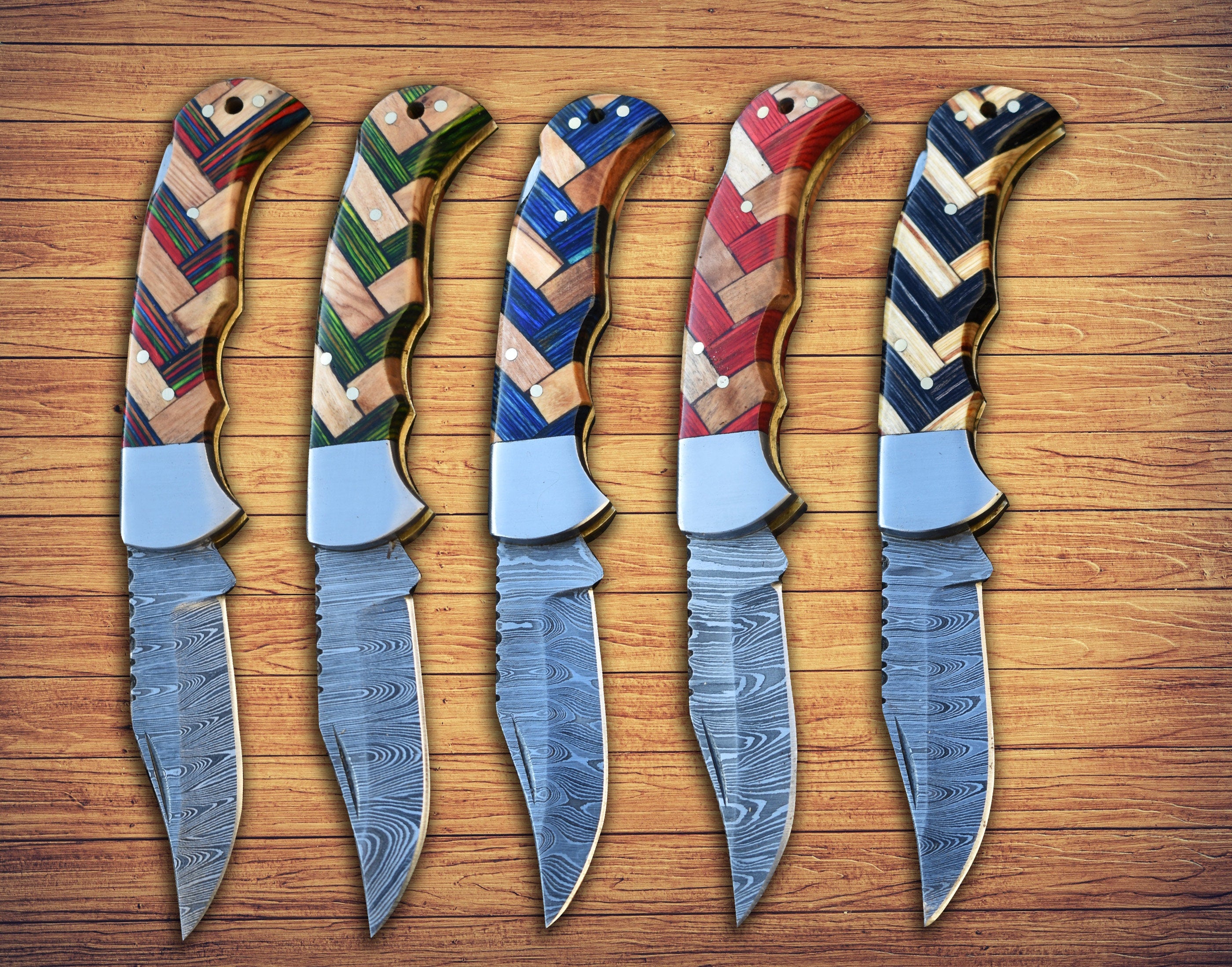 Personalized Damascus Pocket Knife Rose Wood Handle Birthday Gift Folding Knife Groomsman Gift 12 Anniversary Gift Wedding Father day Gift