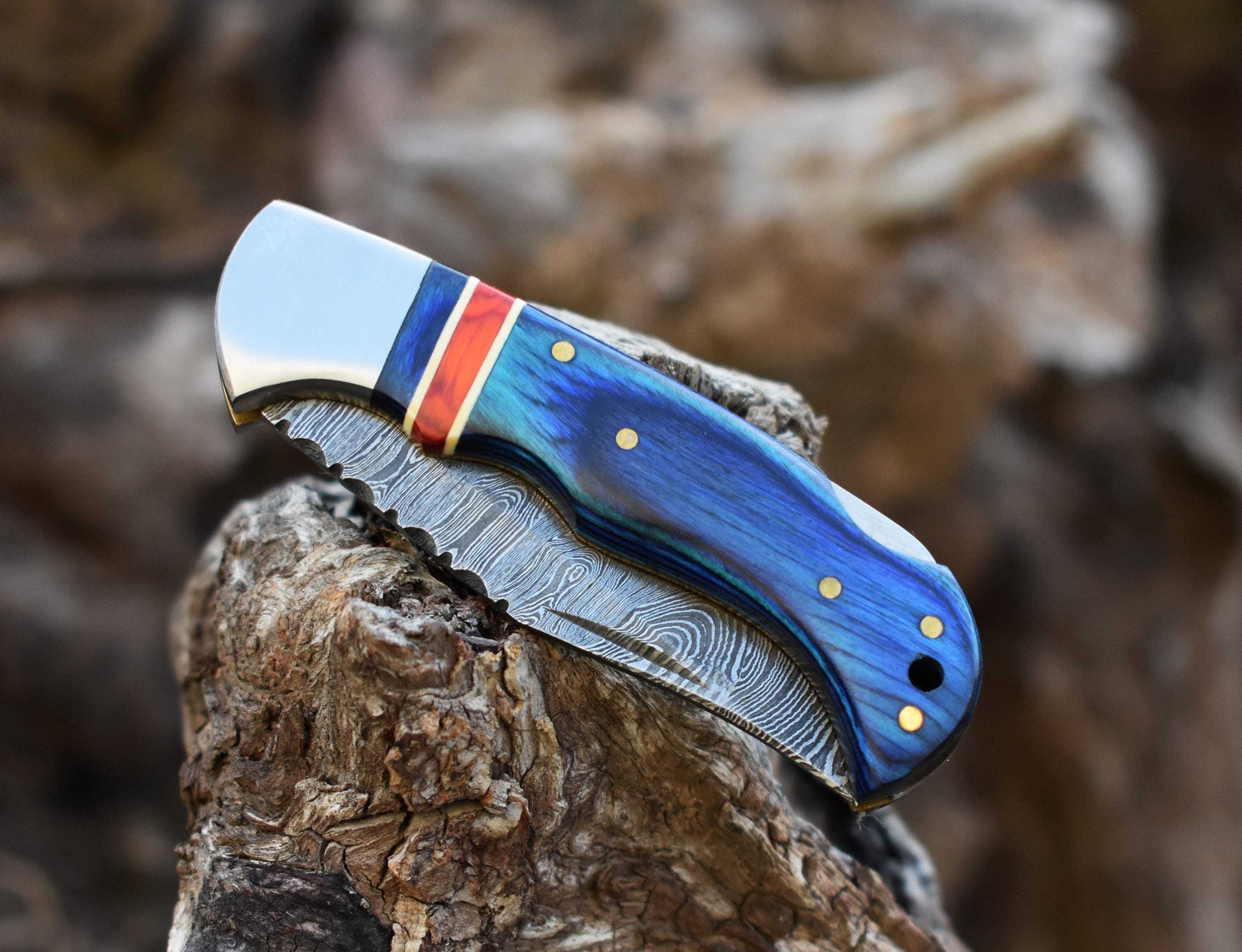 Handmade Damascus Pocket Knife pink Handle Birthday Gift Folding Knife Groomsmen Gift Anniversary Wedding Gift Thanksgiving Gift Love