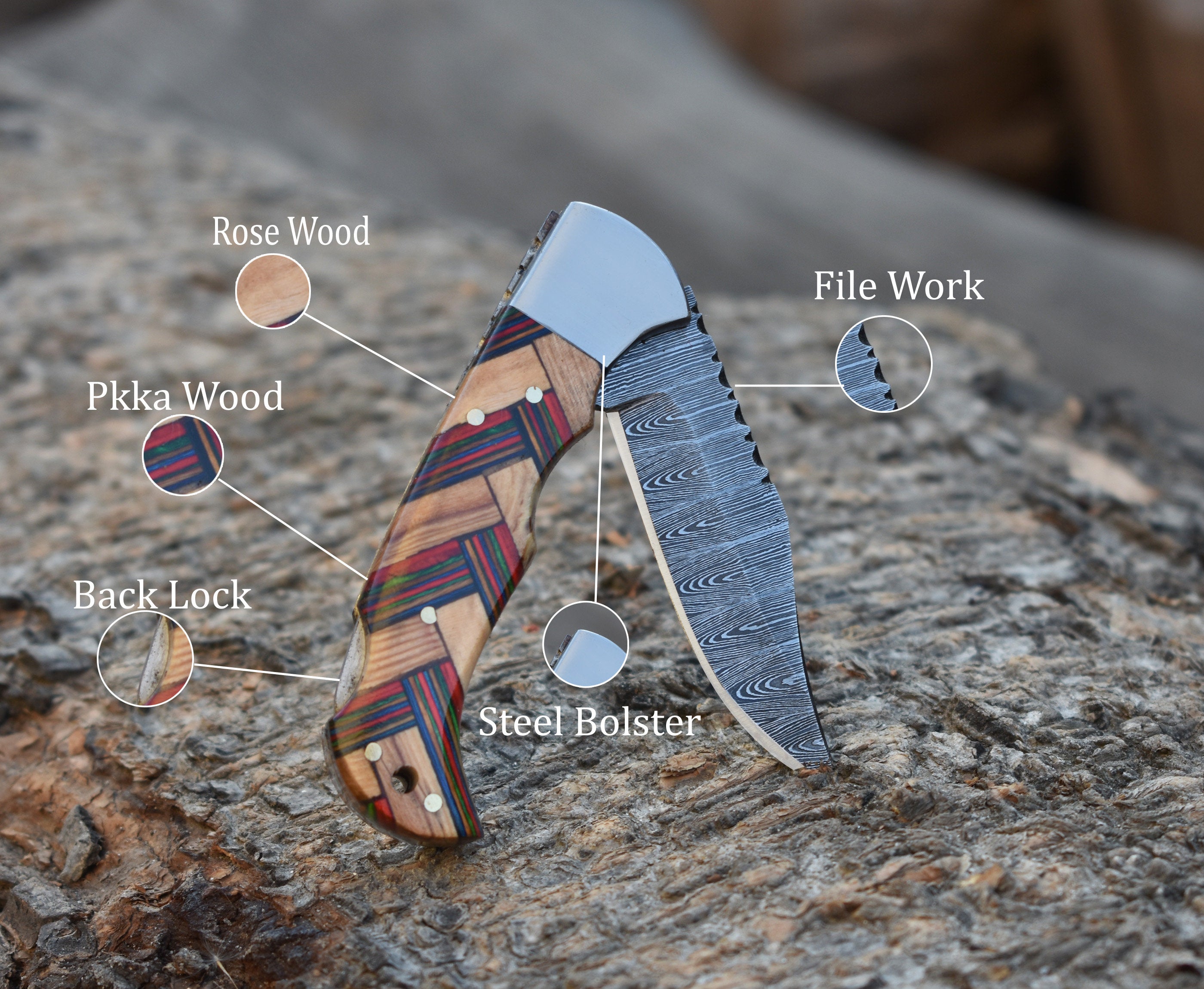 Handmade Damascus Pocket Knife Olive Wood Handle Birthday Gift Folding Knife Groomsmen Gift Anniversary Wedding Personalized Gift for Men