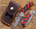Personalized Damascus Pocket Knife Bestman Gift 5th Anniversary gift Wedding gift for Boyfriend birthday gift for father thanksgiving gift