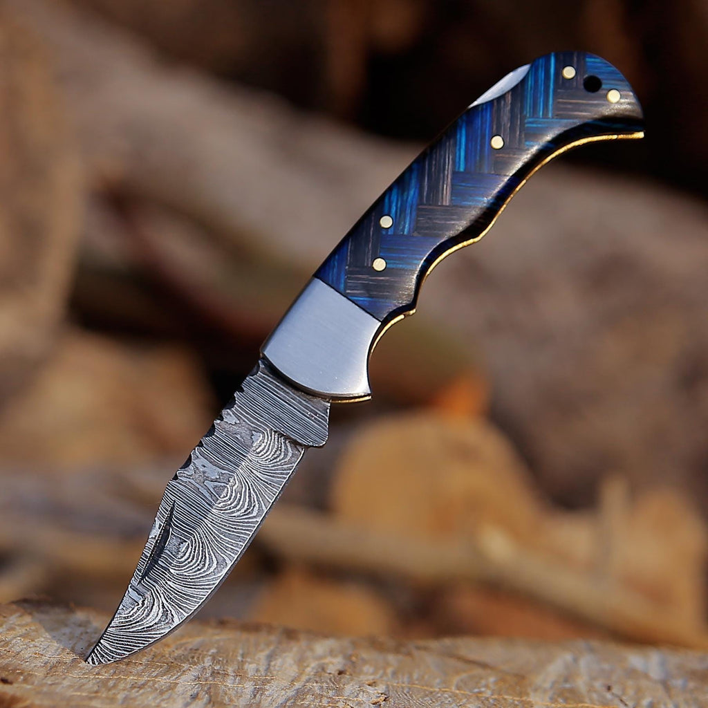 Personalized Damascus Pocket Knife Bestman Gift 5th Anniversary gift Wedding gift for Boyfriend birthday gift for father thanksgiving gift