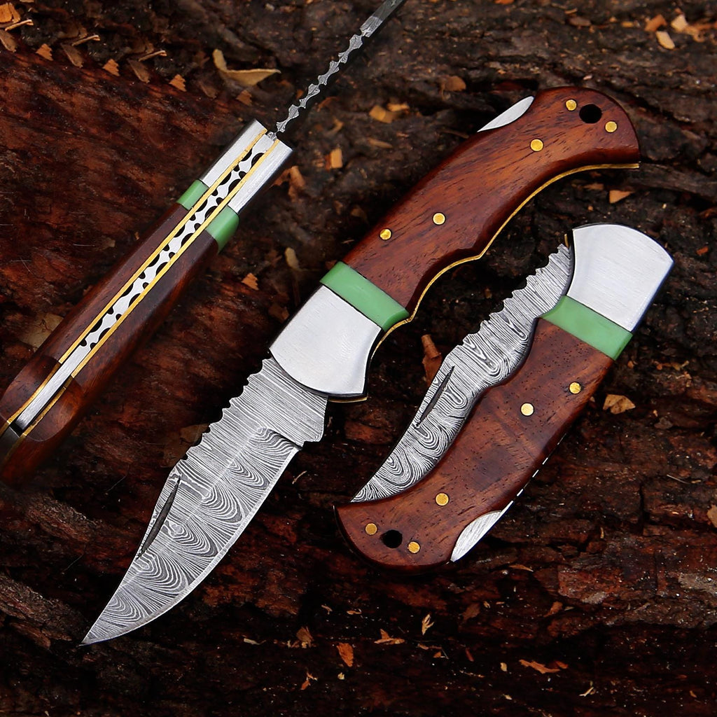 Personalized Handmade Pocket Knife Gift for Him Damascus Knife 13th Anniversary Birthday Gift for him Father Day Gift Wedding Groomsmen Gift