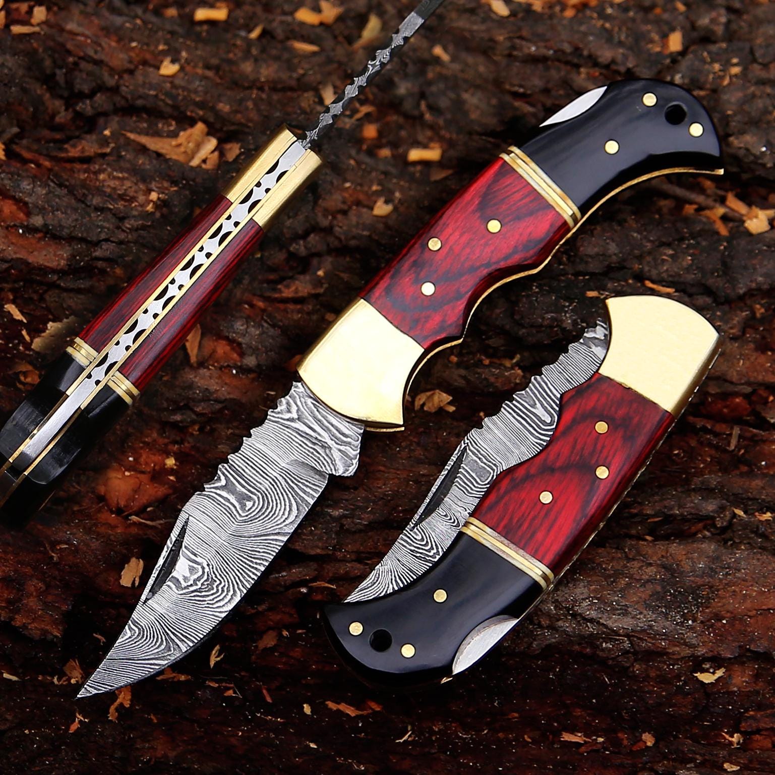 Personalized Handmade Pocket Knife Gift for Men Damascus Knife 10th Anniversary Gift for Husband, Birthday Gift Wedding Groomsmen Gift Lover