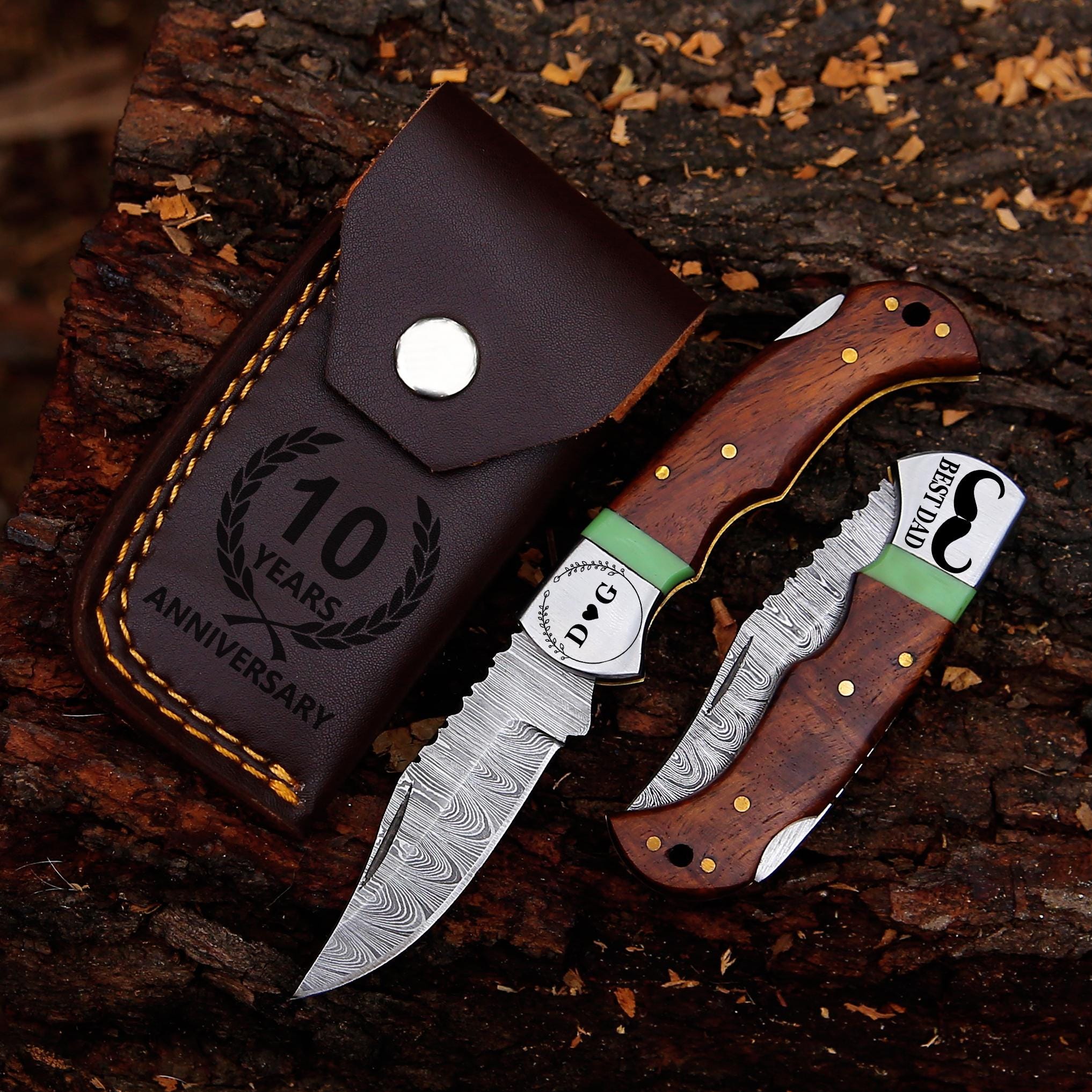 Personalized Handmade Pocket Knife Gift for Him Damascus Knife 13th Anniversary Birthday Gift for him Father Day Gift Wedding Groomsmen Gift
