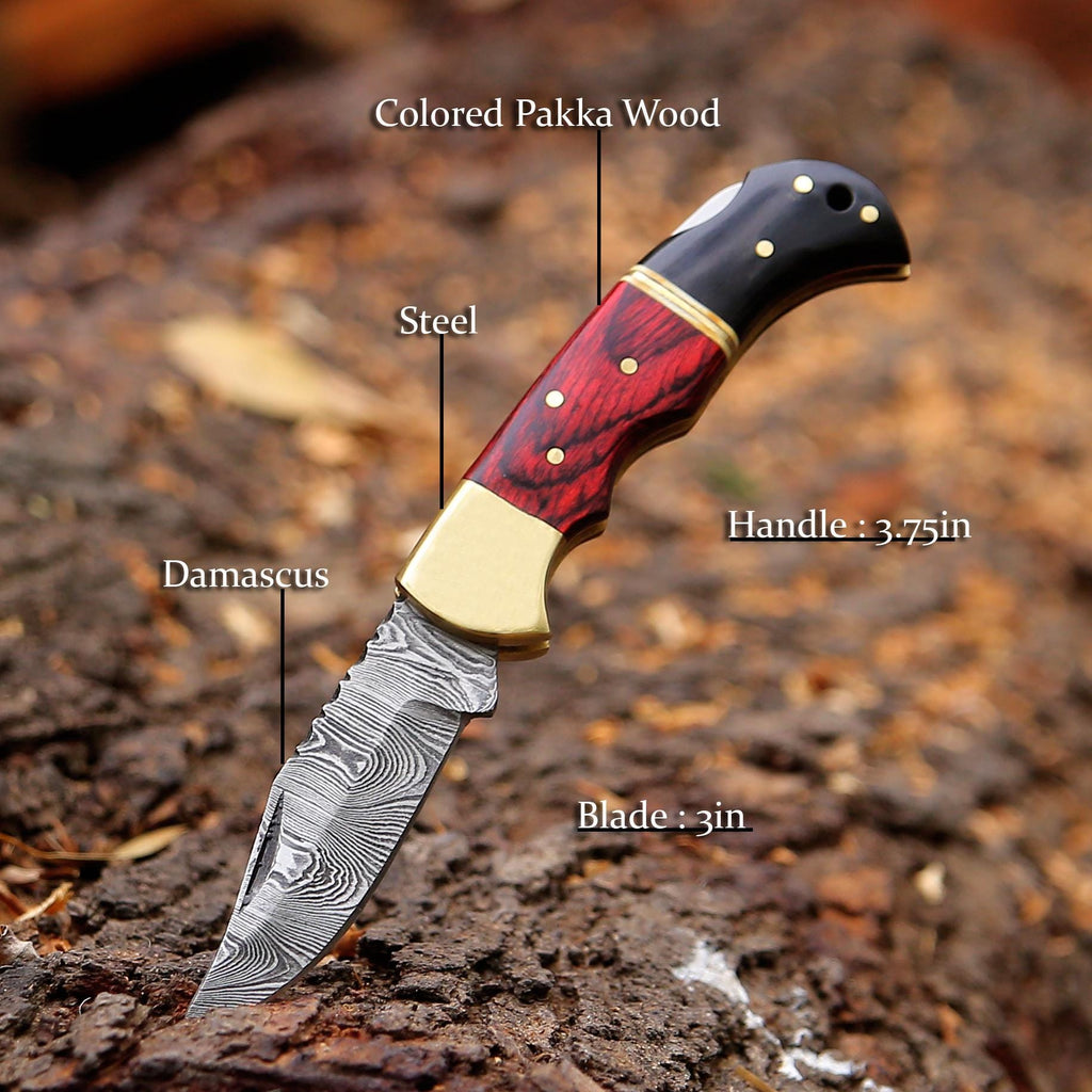 Personalized Handmade Pocket Knife Gift for Men Damascus Knife 10th Anniversary Gift for Husband, Birthday Gift Wedding Groomsmen Gift Lover