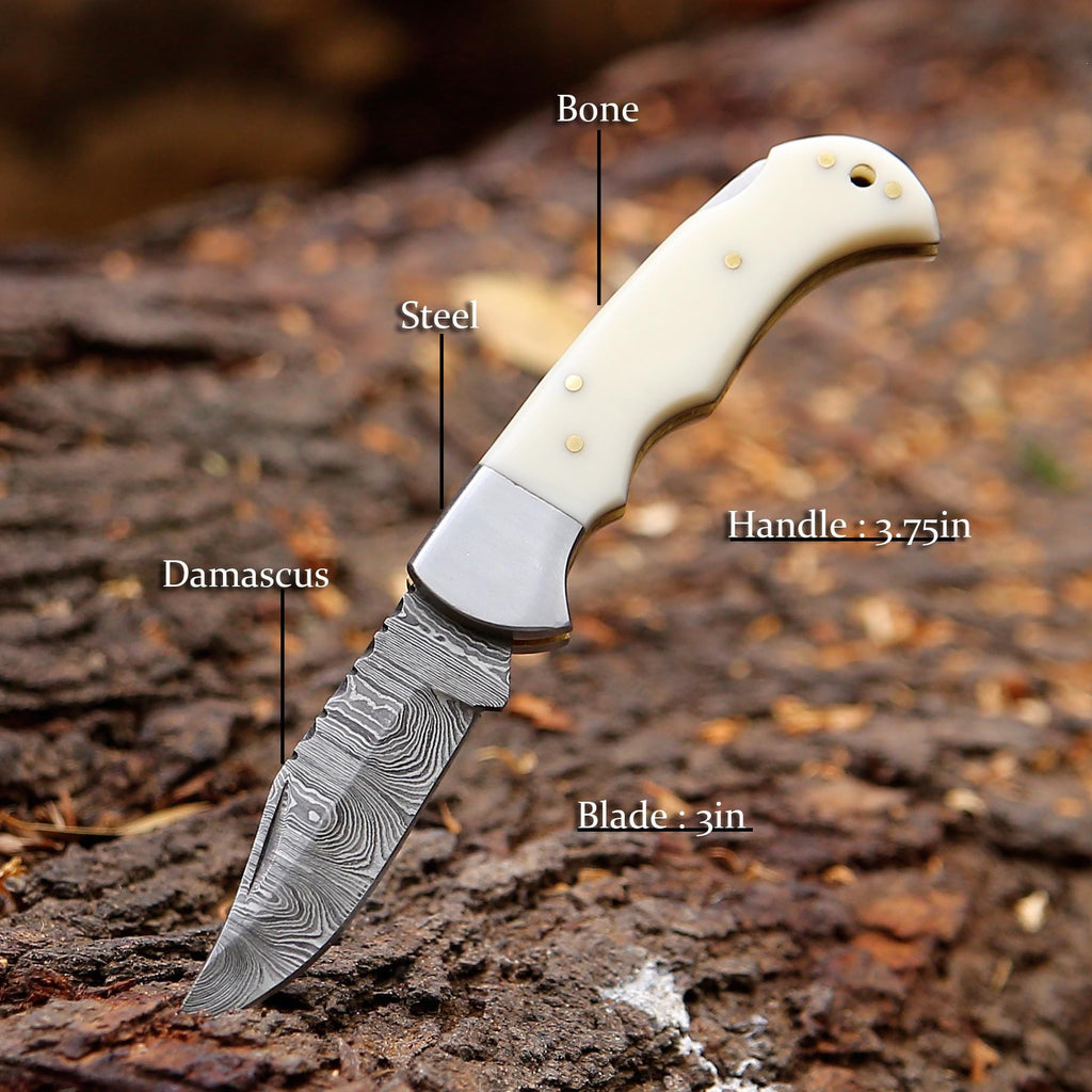 Personalized Handmade Pocket Knife Gift for HER Damascus Knife 10th Anniversary Birthday Gift for him Graduation Gift Wedding Groomsmen Gift