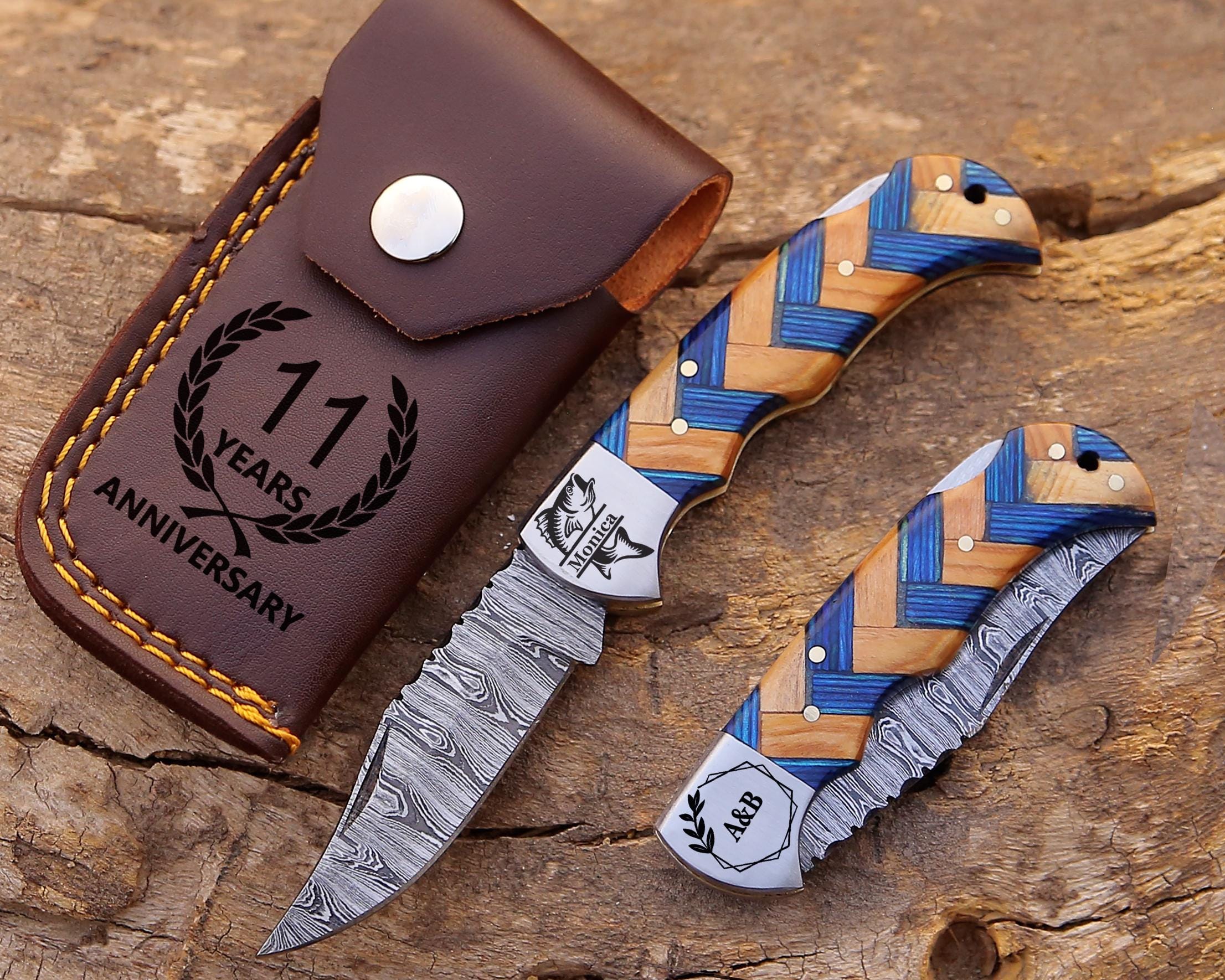 Handmade Damascus Pocket Knife White color Handle Birthday Gift Folding Knife Groomsmen Gift Anniversary Wedding Gift Fathers day Gift Love