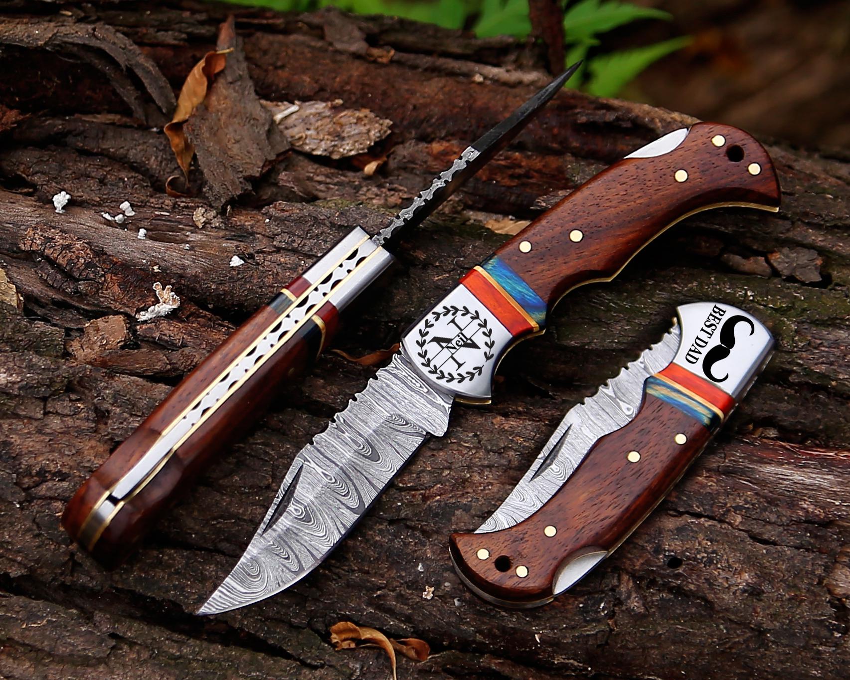 Handmade Damascus Pocket Knife White color Handle Birthday Gift Folding Knife Groomsmen Gift Anniversary Wedding Gift Fathers day Gift Love
