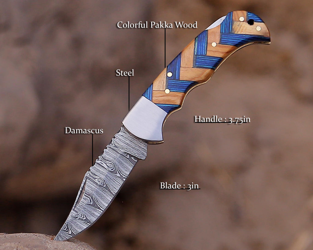 Handmade Damascus Pocket knife Green Dollar sheet Handle Birthday Gift Back Lock Folding knife Groomsmen Gift Personalized Men Gift For Men
