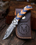 Handmade Damascus Pocket Knife Custom Groomsmen Gift Anniversary Gift for him Dad Husband Personalized Gift for Men Graduation gifts for him
