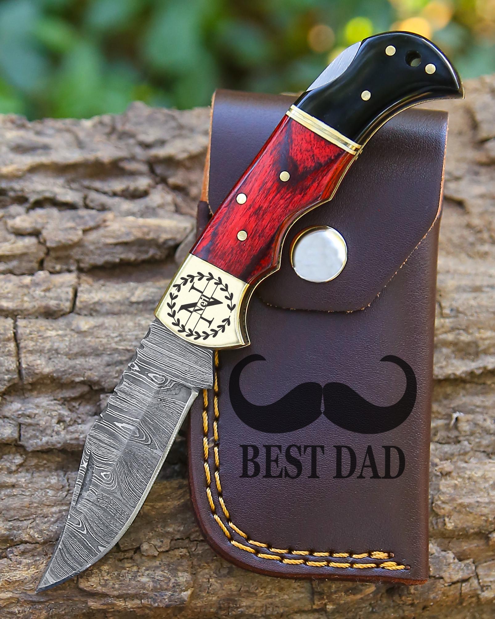 Handmade Damascus Pocket Knife Rose Wood Handle Birthday Gift Folding Knife Groomsmen Gift Anniversary Wedding Personalized Gift for Men