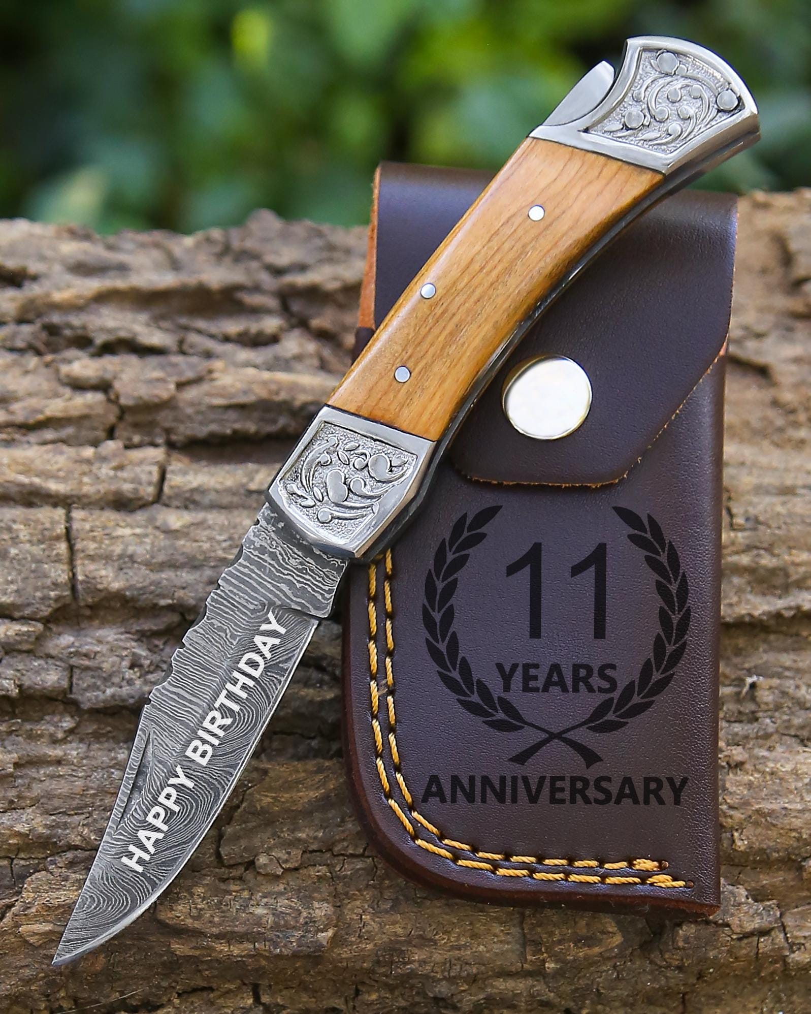 Handmade Damascus Pocket Knife White Handle Birthday Gift Folding Knife Groomsmen Anniversary Gift Personalized Gift for Boy friend Love