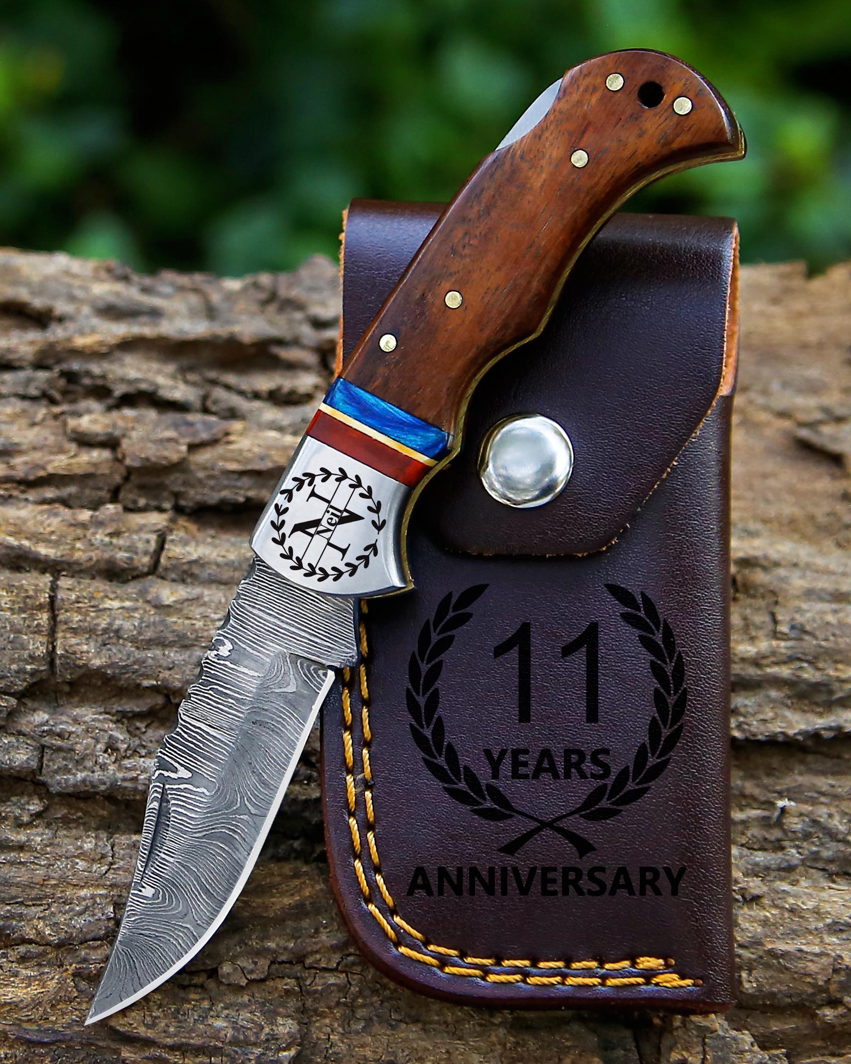Personalized Damascus Pocket Knife Rose Wood Handle Birthday Gift Folding Knife Groomsman Gift 12 Anniversary Gift Wedding Father day Gift