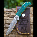 Personalized Copper Damascus Pocket Knife Gift for Dad Damascus Knife 10th Anniversary Gift for him Graduation Gift Wedding Groomsmen Gift