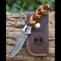 Handmade Damascus Pocket Knife Rose Wood Handle Birthday Gift Folding Knife Groomsmen Gift Anniversary Wedding Personalized Gift for Men
